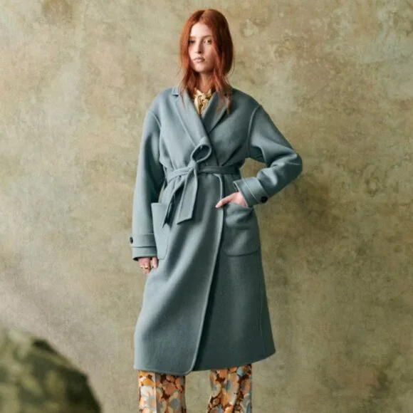 Sézane NWT Mederick Coat in Vintage Blue Size 42/US 10 - Picture 3 of 7